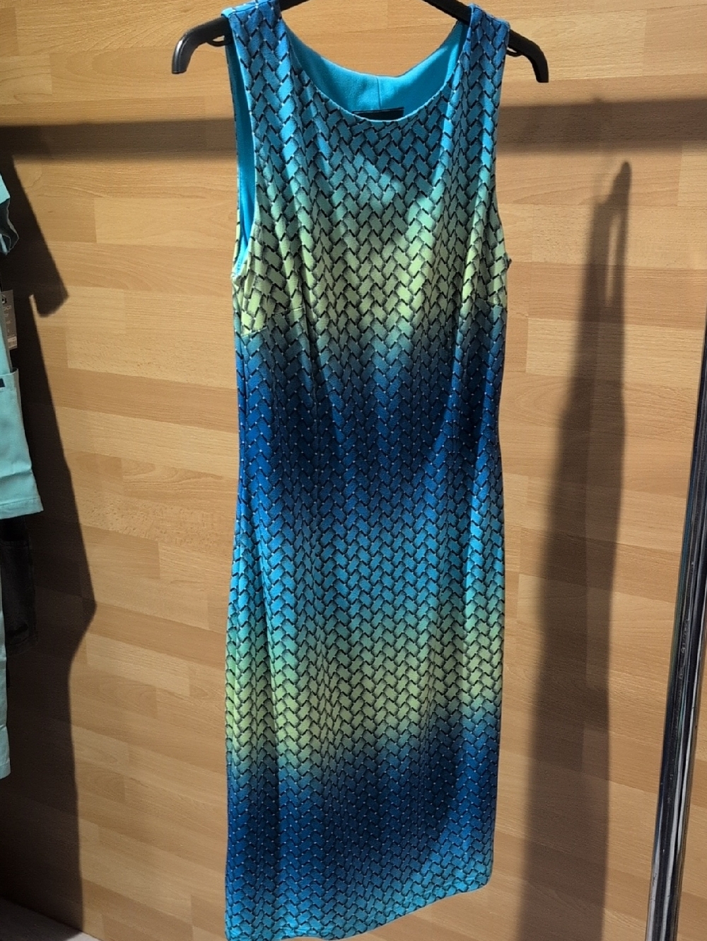 Frank Lyman Design Blue and Aqua Ombre Sleeveless Midi Dress